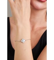 Plated Zirkon Taşlı Beyaz Yonca 925 Ayar Gümüş Kadın Bileklik VKB-6549