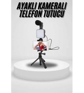 Akıllı Telefon Vlog Kiti Tripod Mini Mikrofonlu Telefon Tutucu