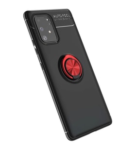 Newface Samsung Galaxy A91 / S10 Lite Kılıf Range Yüzüklü Silikon - Siyah-Kırmızı