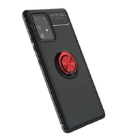 Newface Samsung Galaxy A91 / S10 Lite Kılıf Range Yüzüklü Silikon - Siyah-Kırmızı