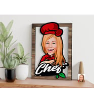 BK Gift Kişiye Özel Kadın Chef Karikatürlü 3D Ahşap Tablo, Sevgiliye Hediye, Arkadaşa Hediye, Yıl Dönümü Hediyesi, Doğum Günü Hediyesi-4
