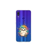 Redmi Note 7 Pro ile Uyumlu Splash Kirpi Tasarımlı Şeffaf Silikon Kılıf