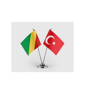 Kongo Cumhuriyeti ve Türkiye Bayrağı İkili Saten Masa Bayrağı Takımı