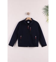 Monox Çocuk Lastik Manşetli Fermuarlı 3 Cepli Unisex Polar Ceket (Lacivert)