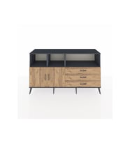Kronos Konsol 5 Raflı 3 Çekmeceli 2 Kapaklı 176x59x99 Antrasit-Çam