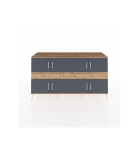Kronos Konsol 5 Raflı 3 Çekmeceli 8 Kapaklı 176x59x99 Çam-Antrasit/Çam