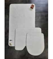 Ultrasoft Düz Krem 3’lü Banyo Halısı Paspası Seti Kaymaz Makinede Yıkanabilir 