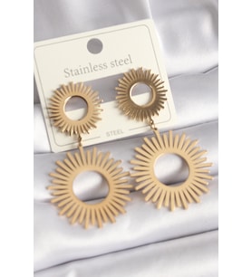 316L Çelik Gold Renk Güneş Model Kadın Küpe 5886 - HEP-9111-6201