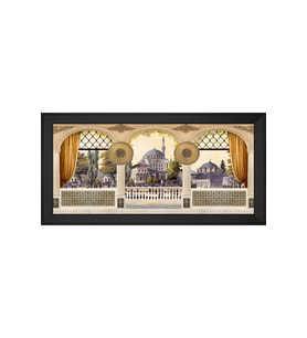 Eski İstanbul Motifli Kanvas Tablo 50 x 70 cm Siyah Çerçeve