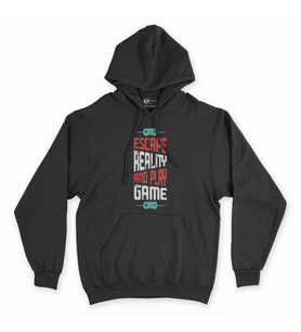 Kırmızı Escape Reality Siyah Kapşonlu Sweatshirt Hoddie