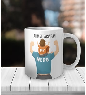 Kişiye Özel Babalar Gününe Özel Tasarım My Hero Kupa Bardak