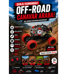 Uzaktan Kumandalı Şarjlı Off-Road Canavar Araba 2.4 GHz Güçlü Süspansiyonlu