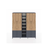 Hyperion Dolap 10 Raflı 8 Çekmeceli 2 Askılı 220x44x243 Antrasit-Çam/Antrasit