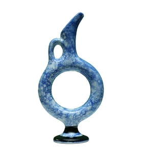 e38 EL İŞÇİLİĞİ HALKALI ÇİNİ VAZO 30*15 cm - 6423 (Beyaz)