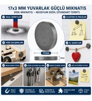 Mıknatıs 17x3 Mm Yuvarlak Güçlü Mıknatıs Disk Mıknatıs
