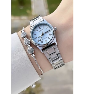 Casio CSISTE142 Kadranı Mavi Kordonu Gümüş Renk Takvimli Kadın Kol Saati
