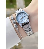 Casio CSISTE142 Kadranı Mavi Kordonu Gümüş Renk Takvimli Kadın Kol Saati