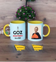 Göz Doktoru Kupa Bardak Sarı Fotoğraflı Tıp Bayramı Hediyesi