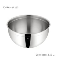 Sofram Çelik Derin Karıştırma Kabı Kase 22 Cm 3,50 Litre Yeni