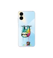 Tecno Camon 19 Neo ile Uyumlu Splash Tembel Hayvan Tasarımlı Şeffaf Silikon Kılıf