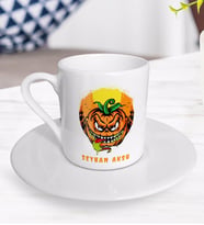 BK Gift Kişiye Özel Happy Halloween Tasarımlı Türk Kahvesi Fincanı-5
