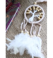 Hayat Ağacı Araba Süsü Rüya Kapanları (Çap 6 cm) - Nude Süet