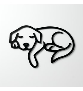Uyuyan Köpek Duvar Tablosu - Siyah MDF Duvar Dekoru