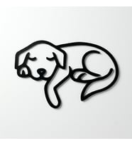 Uyuyan Köpek Duvar Tablosu - Siyah MDF Duvar Dekoru