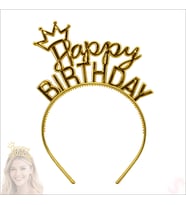 Taçlı Happy Birthday Plastik Taç - Altın