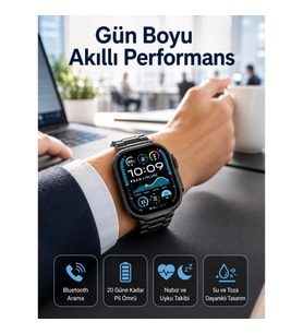 Mey İthalat® Akıllı Saat Arama Konuşma GPS ve NFC Özelliği 3 Kordonlu Amoled Ekran