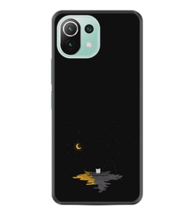 Xiaomi Mi 11 Lite Kılıf Silikon Desen Exclusive Ay Ve Kedi 1683