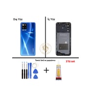 Oppo A54 Mavi Uyumlu Orta Kasa + Yapıştırıcı ve Vida Seti Full Kasa Kapak Gövde Housing