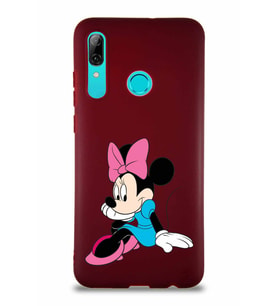 Huawei P Smart 2019 Soft Premier Kapak Minnie Mouse-E Tasarımlı Silikon Kılıf - Mürdüm (Şeffaf)