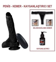 LilituShop 20,5 cm Belden Bağlamalı Titreşimli Gerçekçi Silikon Vantuzlu Siyah Penis