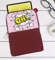BK Gift Pop Art Tasarımlı Taşınabilir Koruyucu Tablet Kılıfı & Organizer Çanta - Bordo-1