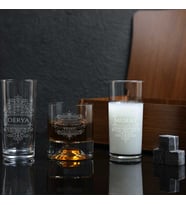 Vintage Tasarımlı Mesajlı Kişiye Özel Rakı ve Taşlı Viski Kadehi Seti