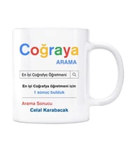 Öğretmenler Gününe Özel İsimli Arama Motoru Kupa Bardak - Coğrafya Öğretmeni