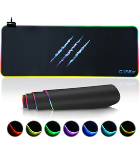 Raptor 80X30CM Mikrofiber Yüzey/Kaydırmaz Kauçuk Zemin 360° RGB Dikişli Xl Mousepad - Siyah