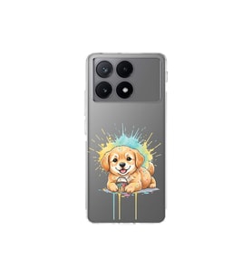 Poco X6 Pro ile Uyumlu Splash Köpek Tasarımlı Şeffaf Silikon Kılıf