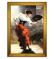 Kadın Motifli Kanvas Tablo 80 x 110 cm Gold Çerçeve