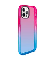 Uyumlu Model Apple iPhone 12 Pro Max Kılıf Renk Geçişli Kenar Kaymaz Kapak (Pembe-Mavi)