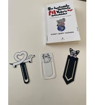 ToDekora Sevimli Dostlar Figürlü Kitap Ayracı 3’lü Set – Sert Plastik, Siyah-Beyaz, Hediyelik (Beyaz-Siyah)