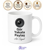 İsme Özel Gör Yakala Paylaş Yazılı Fotoğrafçı Kupası Hediye Bardak