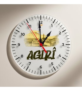 Agirî Ağrı Şehri İshak Paşa Sarayı Tasarımlı Duvar Saati (Krem)
