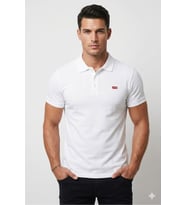 polo yaka erkek beyaz pamuk T-shirt