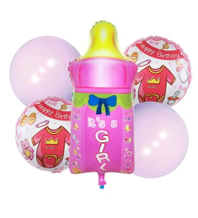 İyiki Doğdun Biberon 5 li Set Folyo Balon (Pembe)