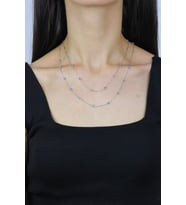 Turkuaz Taşlı 92 cm Rodyumlu Gümüş Kolye 7258