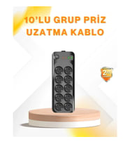 Mey İthalat® 10’lu Çoklu Priz Termal Korumalı USB Type-C Çıkışlı 2500W Uzatma Kablosu
