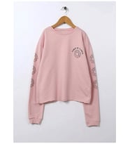 Kız Çocuk Crop Model Sweatshirt Cotton (Pembe)
