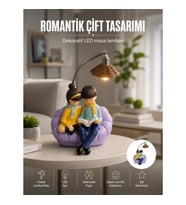 Mey İthalat® Romantik Çift Figürlü Okuyan Çift Masa Lambası Dekoratif LED Aydınlatma